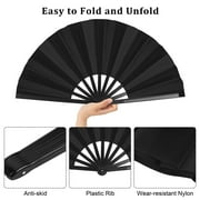 Large Folding Fans for Line Dancing, Clack Fans, Chinese Handheld Tai Ji Fan for Men and Women, Festival, Line Dance, Kungfu, Martial Art, Gift(Black,4 Packs)