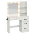 thumbnail image 2 of Costway Makeup Vanity Desk with Mirror and Lights Charging Station 3-Color LED Lights White, 2 of 10