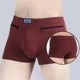 thumbnail image 2 of Anti-theft Zipper Pockets Mid-rise Seamless Elastic Men Panties Solid Color U-Bump Male Shorts Briefs Daily Wear, 2 of 8