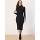 thumbnail image 4 of Vestido de Punto Allegra K Vestido Elegante de Invierno para Mujer Manga Larga Negro XL, 4 of 6