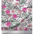 thumbnail image 1 of Soimoi Pink Cotton Voile Fabric Leaves & Cosmos Floral Decor Fabric Printed Yard 42 Inch Wide, 1 of 1