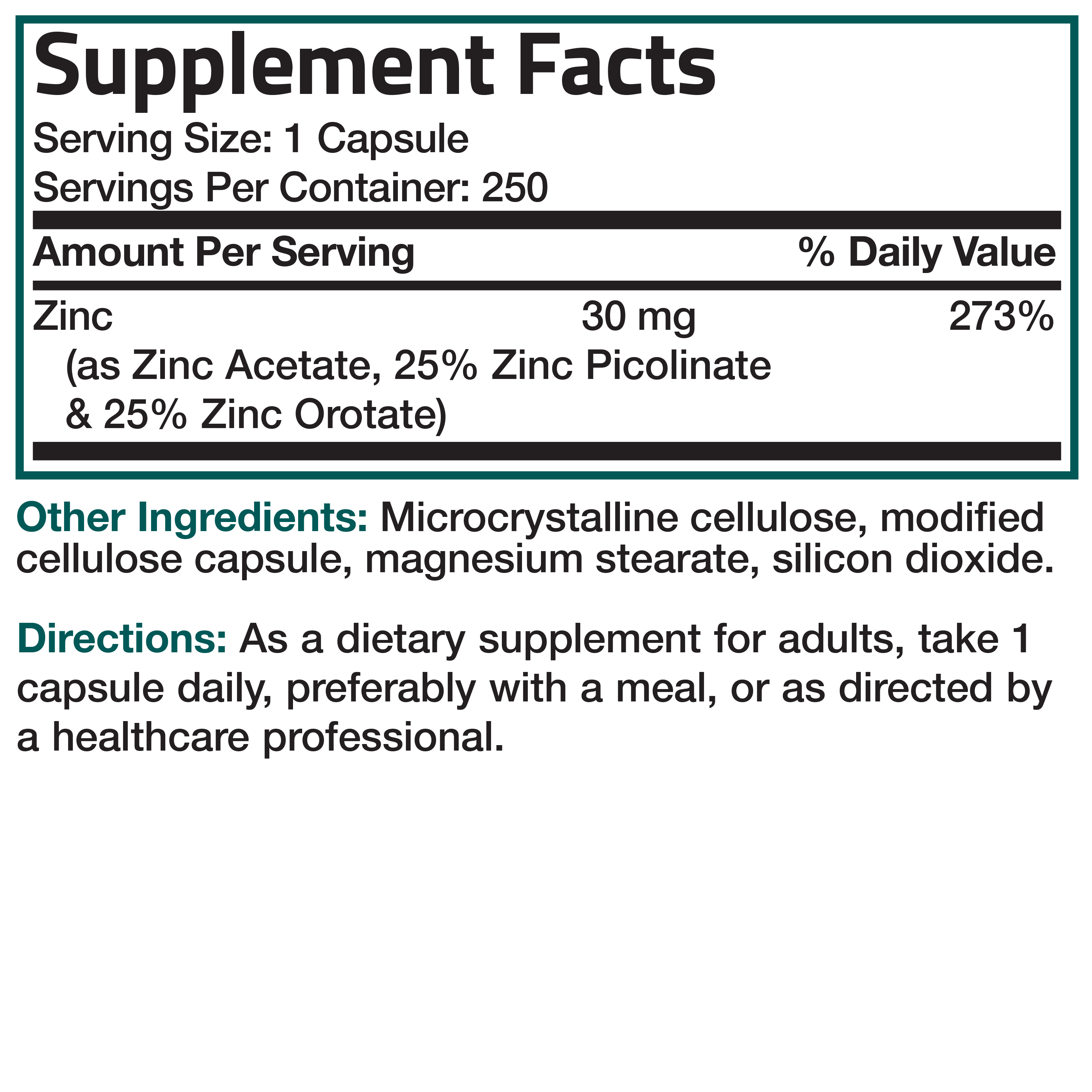 Bronson Zinc Triple Play 30 mg - Triple The Coverage Zinc Acetate, Picolinate & Orotate, 250 Vegetarian Capsules
