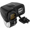 thumbnail image 1 of Cargador USB dual para motocicleta de 12 V, 5 V, 2,1 A, 2 puertos, impermeable, voltímetro, cargador para teléfonos móviles de motocicleta, amarillo, 1 of 5