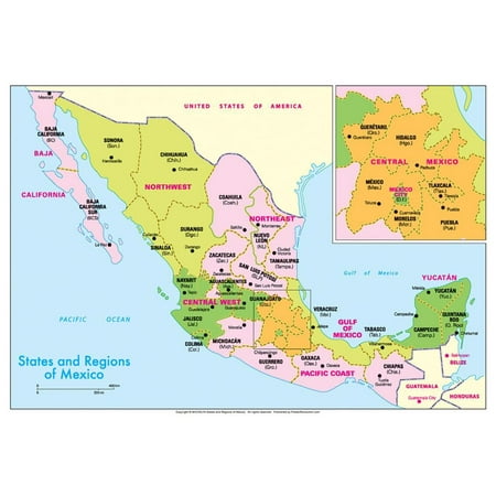 michelin official states and regions of mexico map art