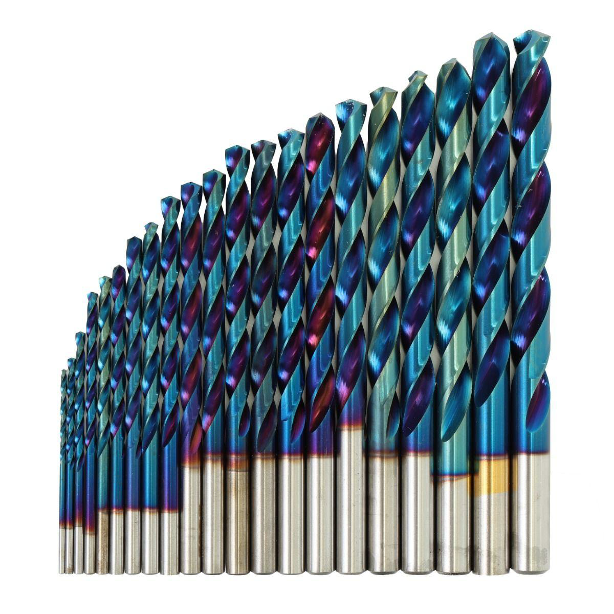 KnKut 21 Piece Steel Blue Jobber Length Drill Bit Set 1/16" - 3/8" by 64ths