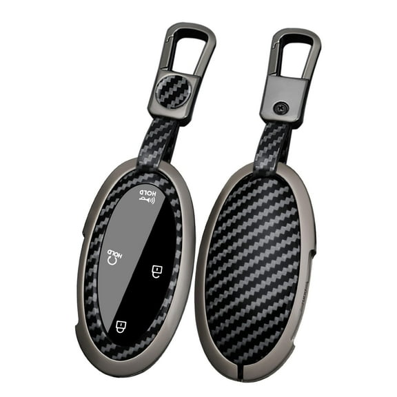 Carbon Texture Key Cover Fit for Hyundai Key Fob 2024 2025 Sonata Hybrid Santa fe Tucson Hybrid,Metal Key Fob Shell with Keychain for Ioniq 6 Grandeur GN7 Kona Elantra Azera 2023 2024