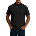 thumbnail image 5 of HomeDM Henley Shirts for Men, Classic Button Collar Basic Solid Color Short Sleeve T-Shirt, S-5XL, 5 of 9