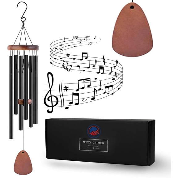 Wind Chimes for Outside Large Deep Tone - 37 Inch Outdoor Wind Chimes, 6 Aluminum Tubes, Sympathy Memorial Wind Chimes for Garden Patio - Gift for Mom, Mothers Day Wind Chimes