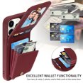 thumbnail image 3 of SaniMore RFID Blocking Wallet Case for iPhone 11 Pro, Crossbody Zipper Purse Case for Women/Girls, Wrist Strap PU Leather Card Holder Kickstand Cover for Apple iPhone 11 Pro, Winered, 3 of 9