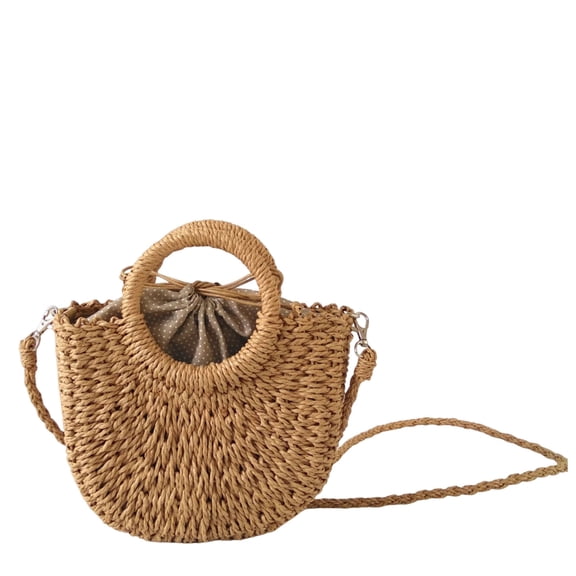 Woven Crossbody Bag,Fashion Vegetable Basket Bag Wicker Shoulder Bag,Handmade Rattan Straw Bag for Women for Shopping Beach and Boho Style Handbag