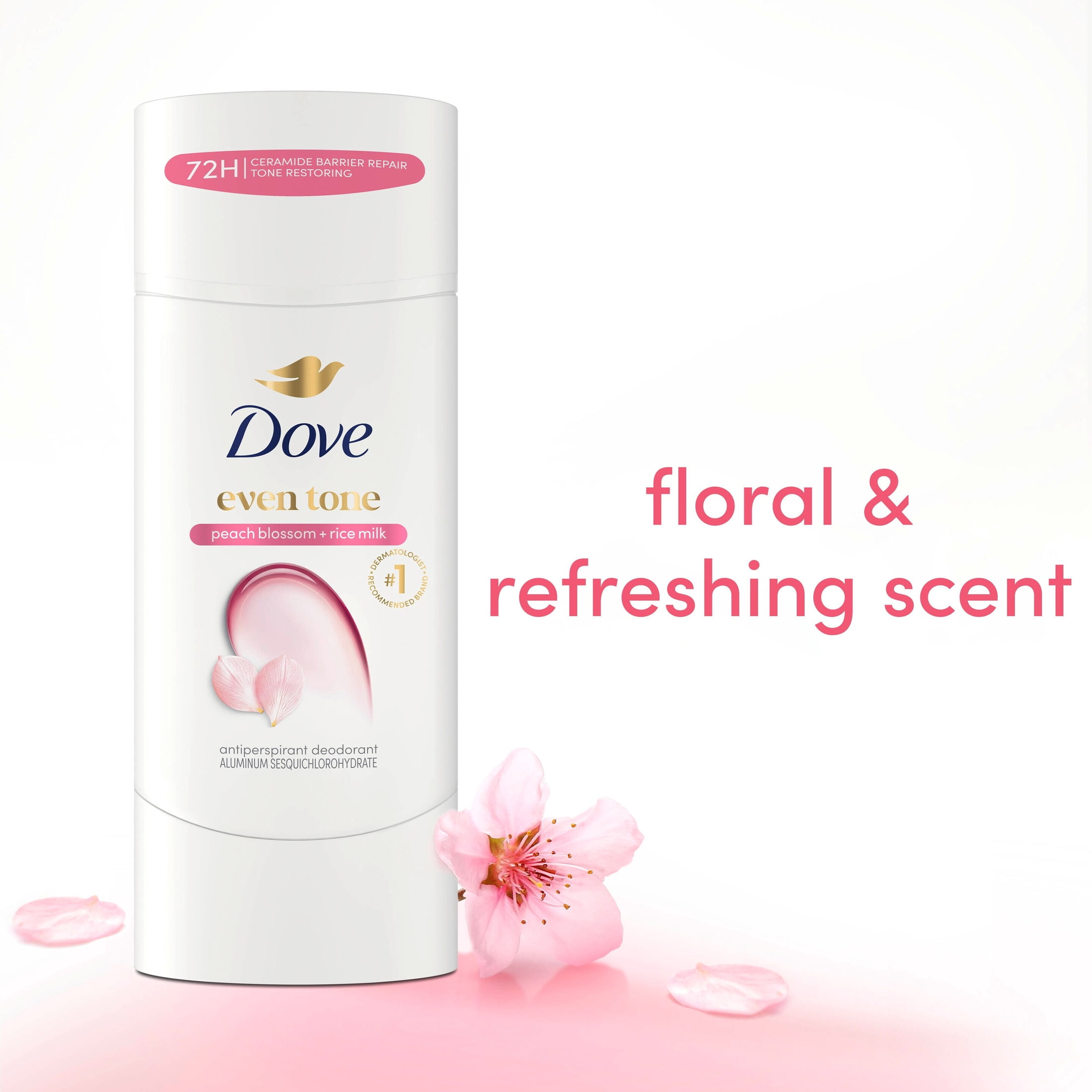 (2 pack) Dove Antiperspirant Deodorant Stick Peach Blossom & Rice Milk For Uneven Skin Tone 48-hour Odor and Sweat Protection, 2.6 oz