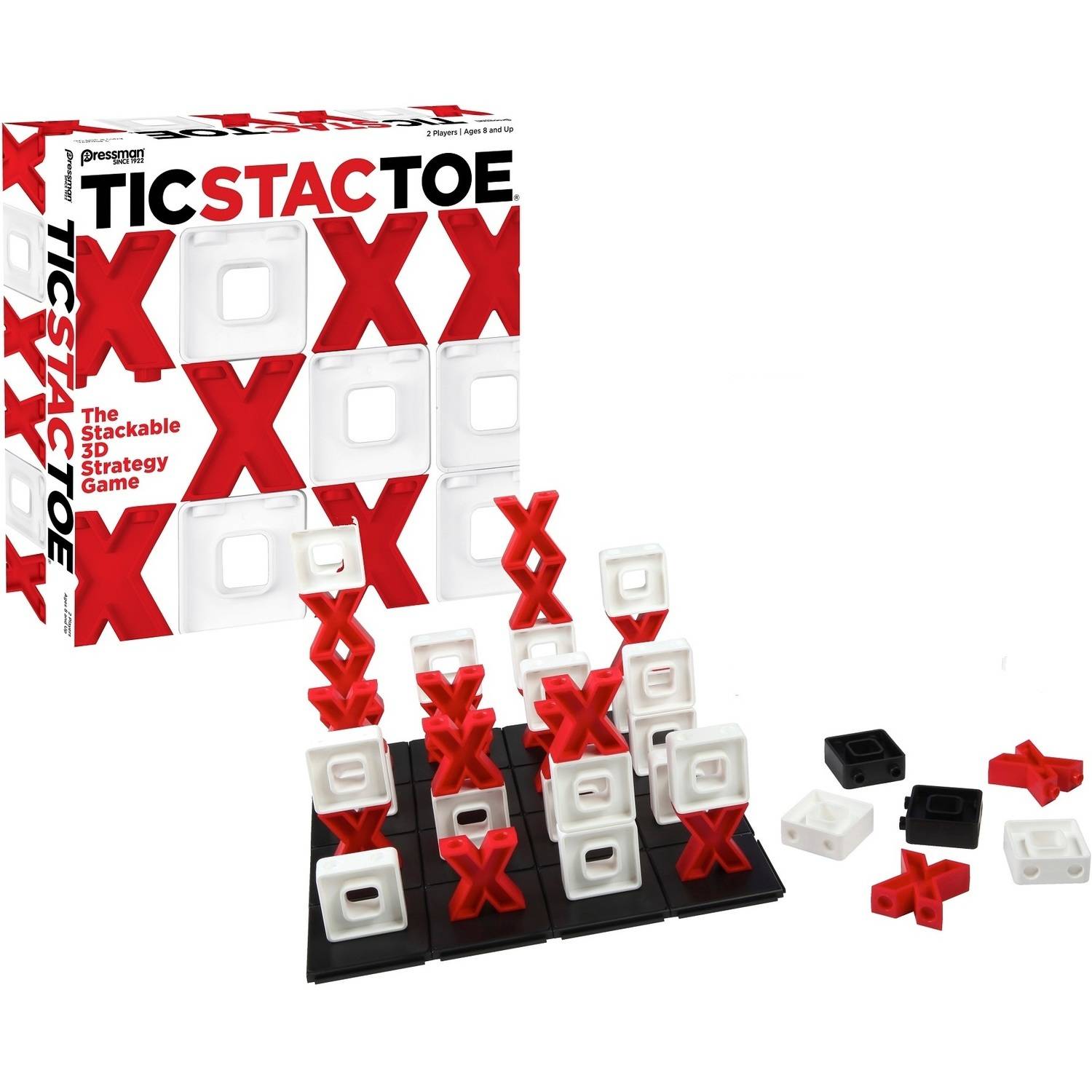 Pressman Tic Tac Toe Spiel – Klassisches Strategiespiel Für Kinder, Mit Bunten Kunststoff-Steinen & Papp-Spielbrett