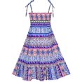 thumbnail image 2 of Girls Dress Bohemian Smocked Halter Tank Sundress 10 Years, 2 of 6