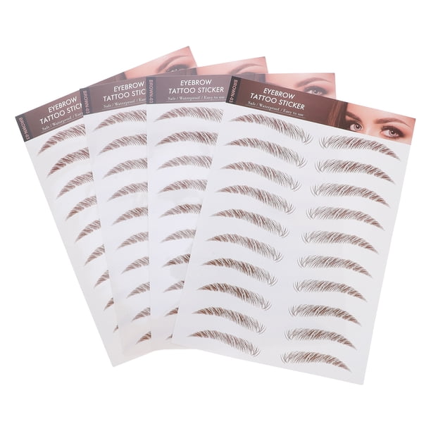 4 unidades de pegatinas postizas para cejas 6D con apariencia de cabello para niña