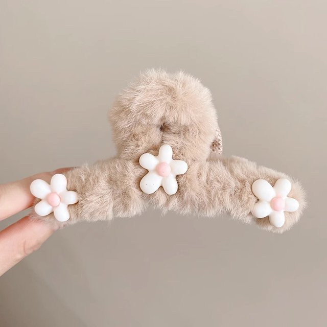 Pinza de pelo grande de felpa para mujer, para otoño e invierno, con lazo, con forma de tiburón, para tocado
