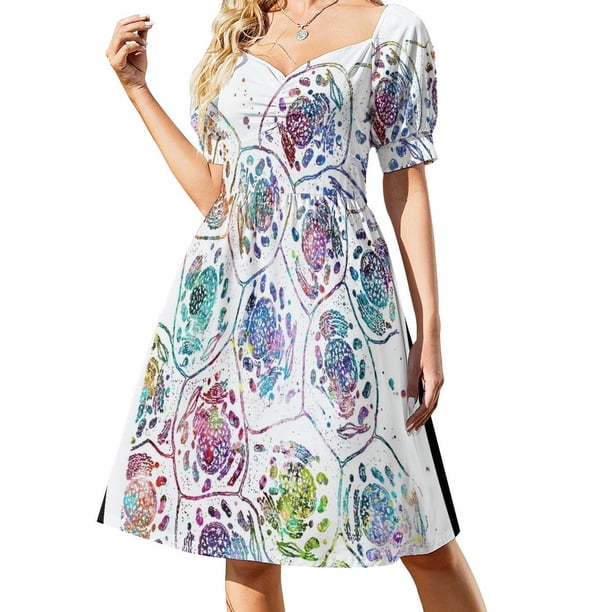 Vestido de manga corta con diseño de célula, mitocondria, ADN, orgánulo y metabolismo, estilo coreano, para fiesta de graduación, ropa de mujer.