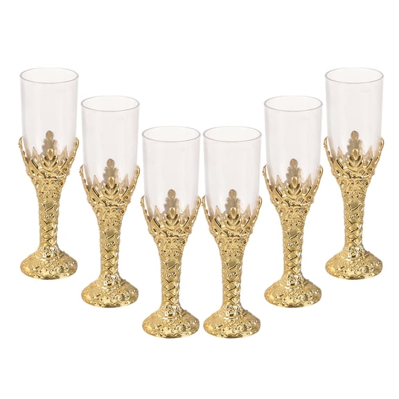CTIRCHIU Set of 6 Multi-Color Plastic Chalice Goblets Elegant Drinkware for Home, Party, and Event Decoration