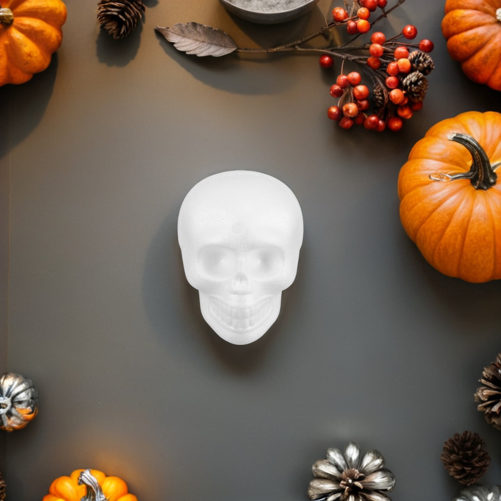 ETHZZLE White Foam Skull Heads for DIY Crafts - Lightweight and Durable Polystyrene Skulls 8Pcs