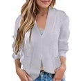 thumbnail image 2 of Jxximdong Fashion Coat for Women, Chunky Knit Open Front Sweater Long Sleeve Button Loose Short Cardigan Outerwear Coats, Women's Coats White, 2 of 4