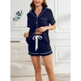 thumbnail image 6 of TEMOFON Womens Pajamas Set Shorts Sleepwear Casual Loungewear with Pockets Soft Short Sleeve Button Down Pajama Two-Piece Pajamas for Womens Drawstring Size S, 6 of 6