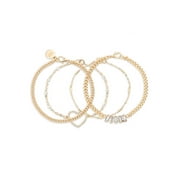 Madden NYC Women's Fashion Gold Tone Pavé Heart Mixed Bracelet Set, 4-Piece