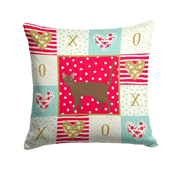 Havana Brown Cat Love Fabric Decorative Pillow Red