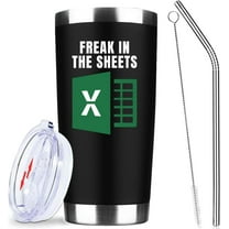 Excel Freak in The Sheets Coffee Mug,Accountant Gifts,20 Oz Insulated Stainless Steel Iced Coffee Spreadsheet Tumbler with Lid Straw and Brush, Novelty Gifts for Na,CPA,CFO, Coworkers, Boss,Women