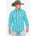 thumbnail image 5 of Rock & Roll Denim Men's And Poplin Plaid Print Snap Long Sleeve Western Shirt Blue Medium, 5 of 7