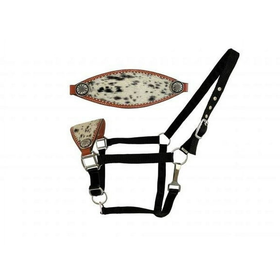 Showman Leather Bronc Halter w/ Hair-On Cowhide Inlay