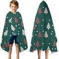 thumbnail image 3 of Dark Green Christmas Tree Pattern Hooded Bath Towel，50"x30" for Ages 3 To 12 Kids, Quick Dry Lightweight Soft Microfiber Hood Beach Towel Cover Up for Kids, 3 of 7