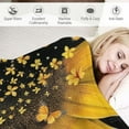 thumbnail image 3 of Nawypu Sunflower Butterfly Floral Blanket Gifts for Women Mom Wife Mother's Day Kids Girls Sisters Birthday Yellow Flowers Plush Throw Bedroom Bed Decor Black, 3 of 6