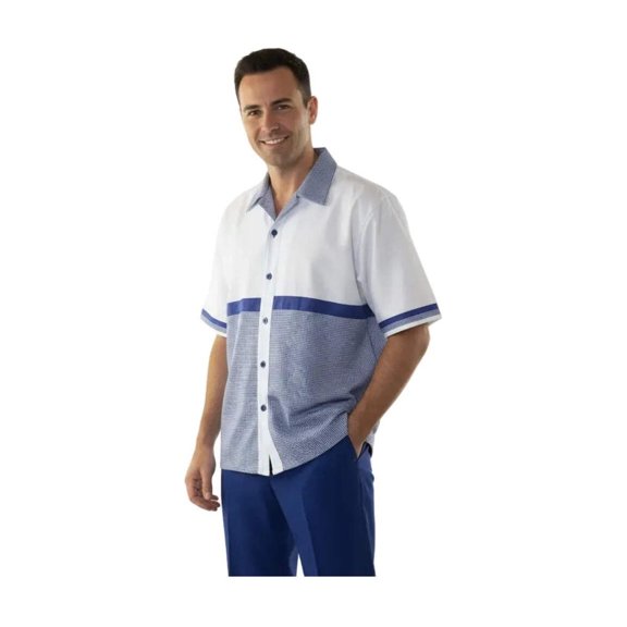 Men MONTIQUE 2pc Walking Leisure Suit Matching Set Short Sleeves 2212 Purple