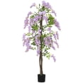 thumbnail image 1 of HOMCOM 5.9FT Artificial Wisteria Tree with Natural Wood Purple, 1 of 10