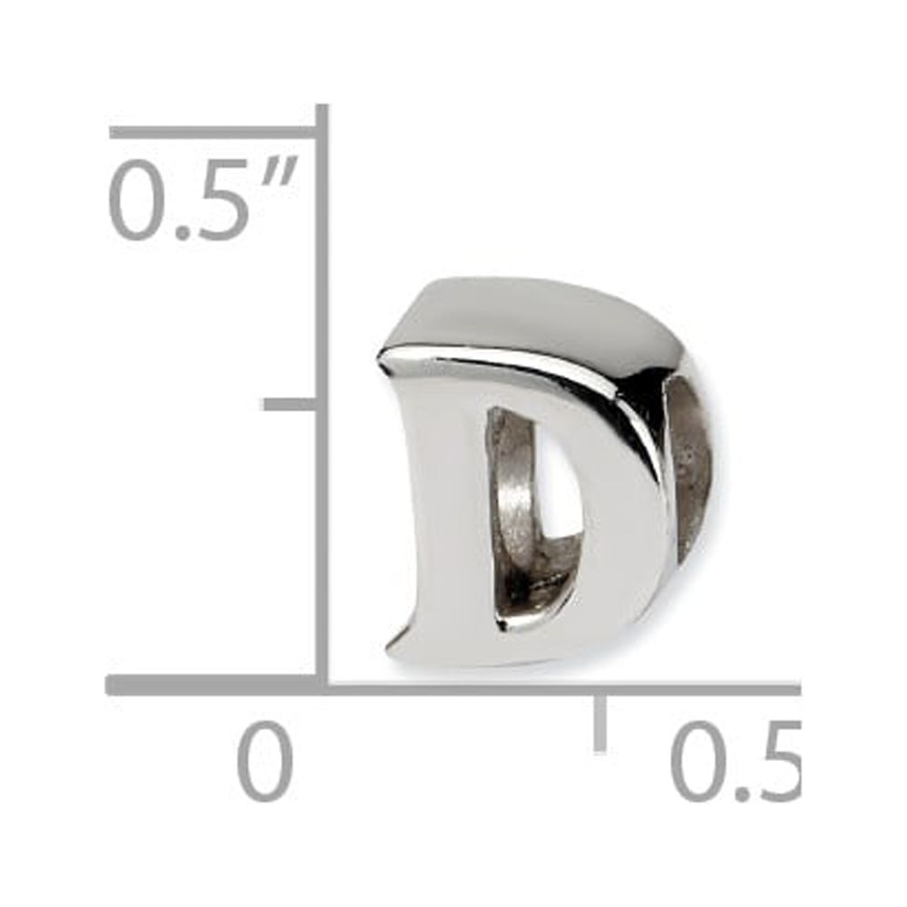 925 Sterling Silver Reflections Letter D Bead; for Adults and Teens; for Women and Men