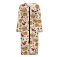 thumbnail image 5 of FOR U DESIGNS Cardinal Pumpkin Pattern Womens Nightgown Lightweight House Dresses for Women with Pockets, Soft Zip Up Long Sleeve Duster Robe Fall Home Decor Mumu Dress, XL, 5 of 8