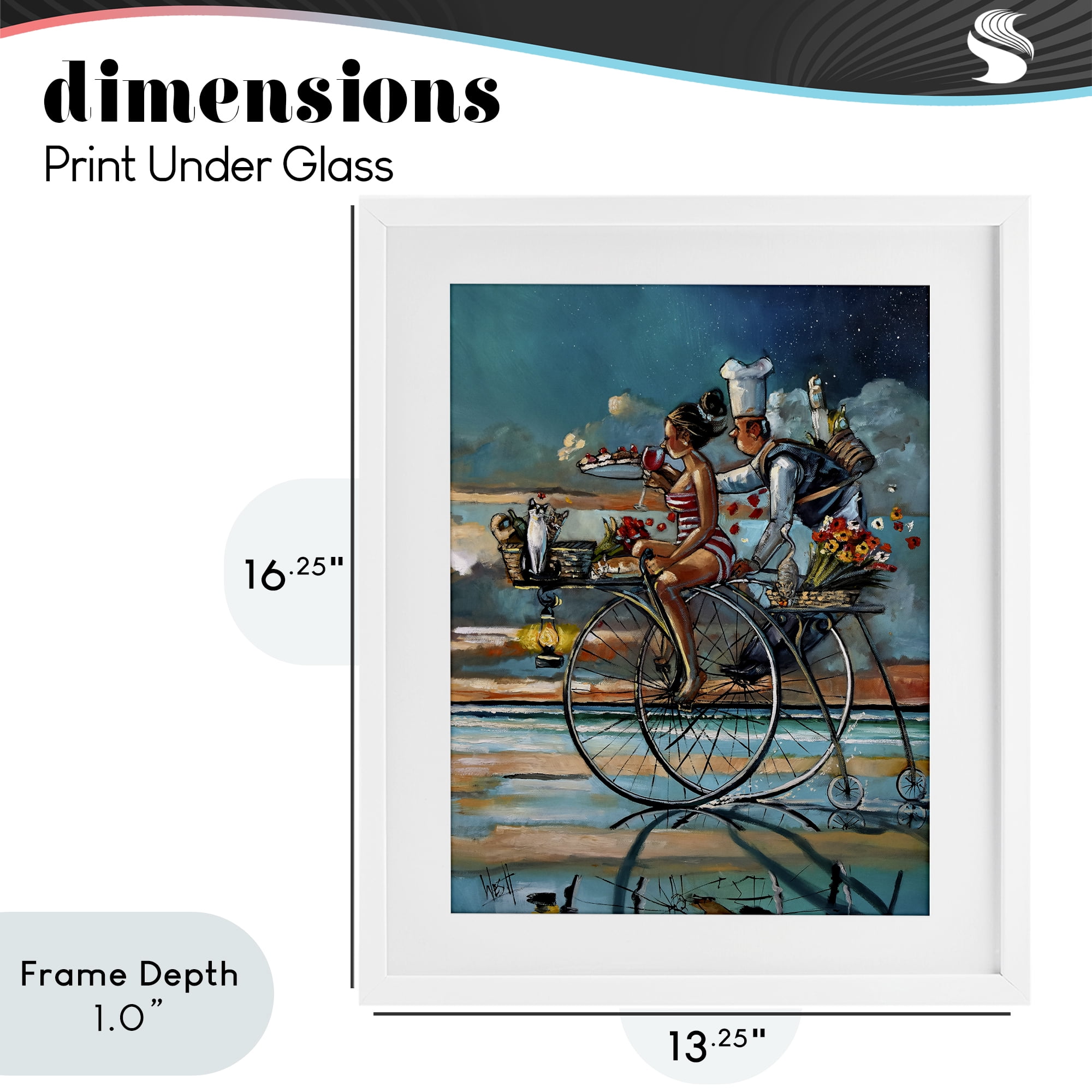 Stupell Industries Zaan's Dream Seaside Bicycle Ride White Framed Print Under Glass, design by Ronald West