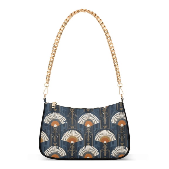 FORMRS Womens Shoulder Bag with Chain Strap Clutch Purse Cute Tote Handbag, Orange Elegant Geometric