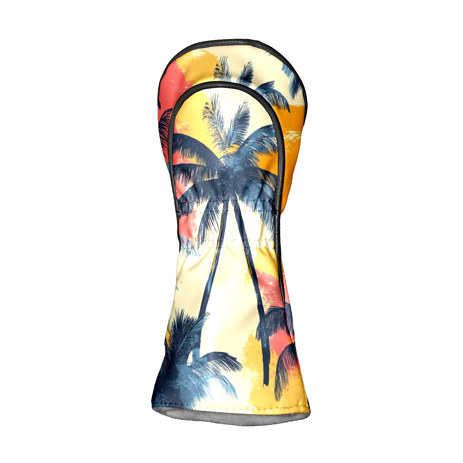 Golf Club Head Covers - Coconut Tree Pattern Design, Premium PU Leather Driver/Hybrid Cover with Velvet Lining, Waterproof | Unisex Golf Gift