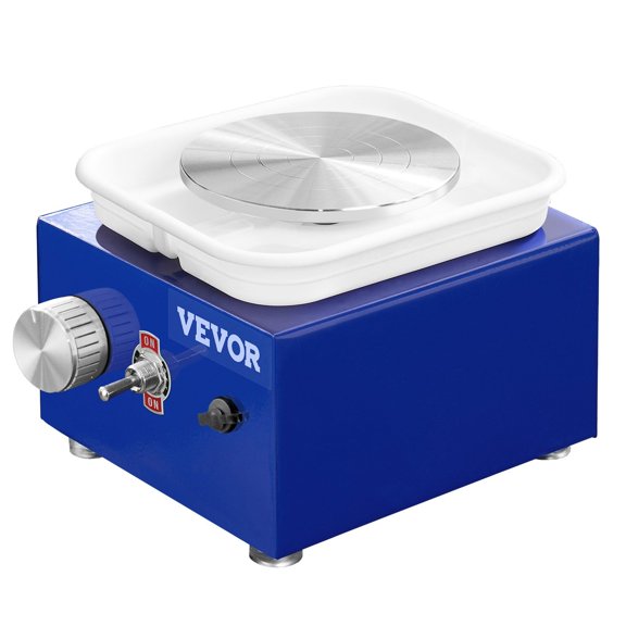 Mini Pottery Wheel for Kids Beginners 2 Turntables 2.6in 3.9in Ceramic Wheel Machine Adjustable 0-300RPM Speed ABS Detachable Basin 17 Pottery Accessories DIY Craft Art 30W Blue