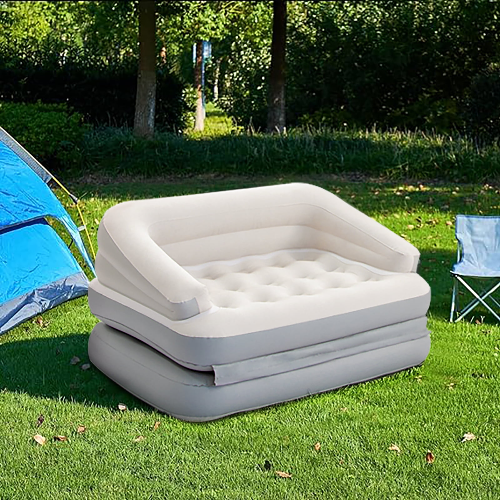 Honeydrill Inflatable Sofa Bed Fold Airbed Full Size Furniture Mattress for Camping White Pump Not Included Walmart