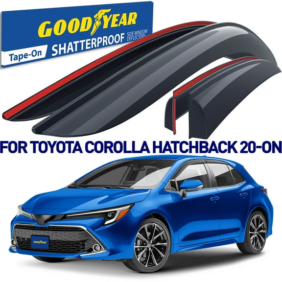 Goodyear Shatterproof Window Deflectors for Toyota Corolla 2020-2025 Hatchback, Tape-on Rain Guards, Window Visors, Vent Deflector Visor, Car Accessories, 4 pcs. - GY008900