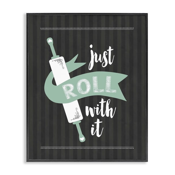 Roll With It Black & Green Black Framed Giclee Art, design by Lettered and Lined