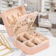 thumbnail image 6 of Travel Velvet Jewelry Box with Mirror, Mini Gifts Case for Women Girls, Small Portable Organizer Boxes for Rings Earrings Necklaces Bracelets (Pink), 6 of 7