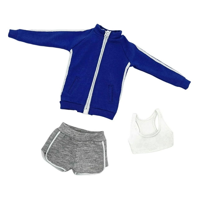Moda 1/6 Escala Ropa de Muñecas Femeninas, Figuras de Mujeres Ropa de Muñecas Figura Femenina Ropa para Figuras de Acción Femeninas de 12 Pulgadas Acc Azul Hugo Traje de muñeca femenina