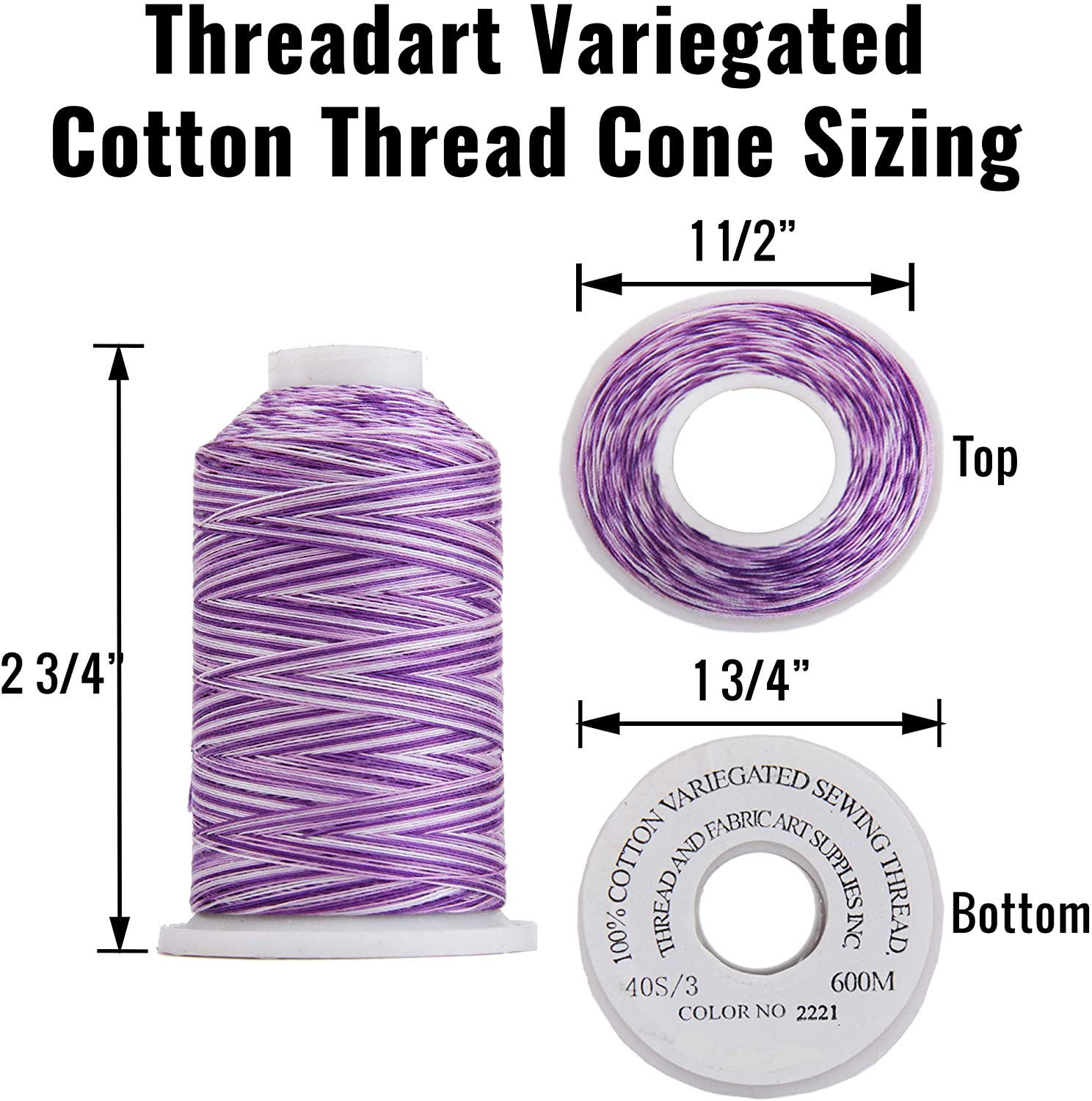 Threadart Multicolor 100% Cotton Thread | Variegated Colors for Quilting, Sewing, and Embroidery | 40/3wt - 600M (660 Yards) Cones | Long Staple Low Lint | Desert Sands Color 5542