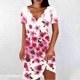 thumbnail image 2 of Mini Vestido de Verano Color Sólido Cuello en V Manga Corta Vestido de Becerro Medio, Vestido Corto de Verano, 2 of 5
