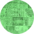 thumbnail image 1 of Ahgly Company Indoor Round Patchwork Emerald Green Transitional Area Rugs, 5' Round, 1 of 4