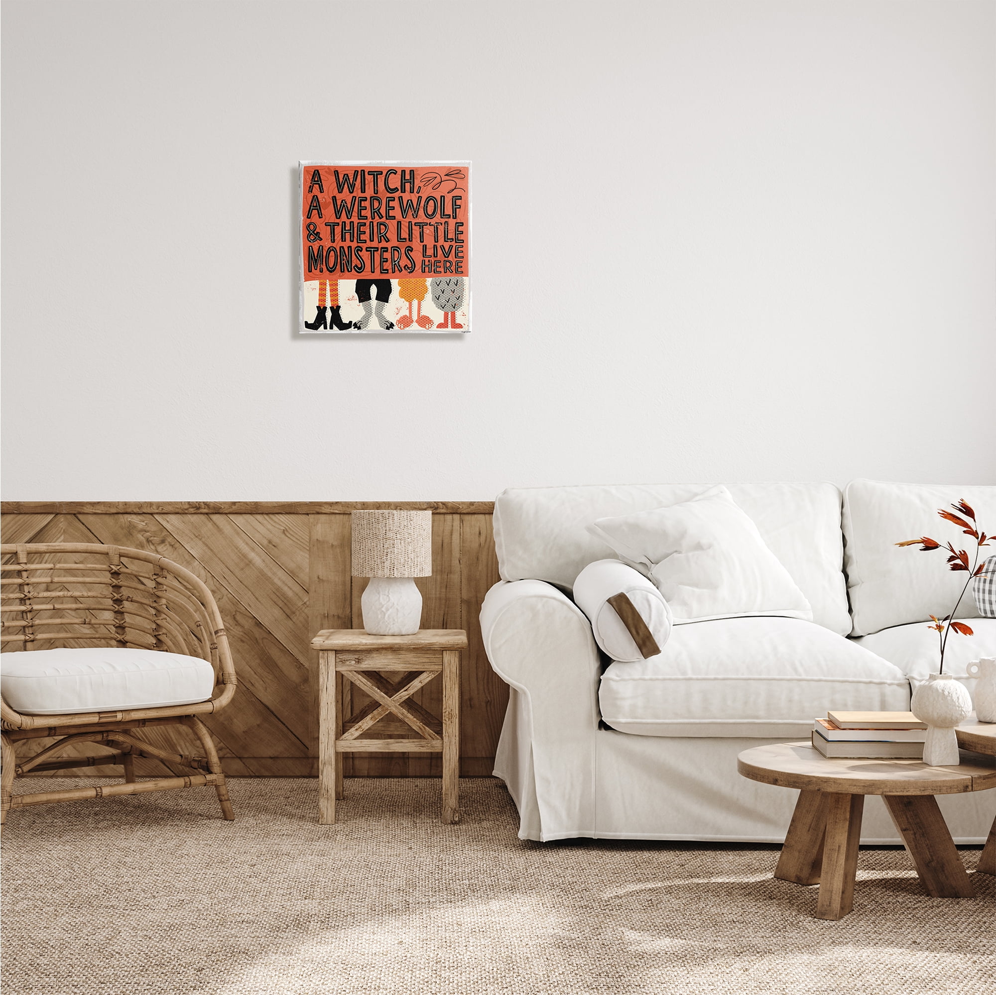 Stupell Industries Witch Werewolf Little Monsters Live Here Halloween Family, 17 x 17, Design by Kyra Brown