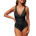 thumbnail image 2 of Firpearl Underwire Bathing Suits Push Up One Piece Black Swimsuits for Women Ruched Tummy Control Swimming Suit Criss Cross Swimwear US14, 2 of 7