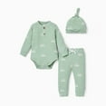 thumbnail image 3 of PatPat Newborn Baby Pajamas Boy Girl Clothes Cotton Ribbed Long Sleeve Romper and Pants Outfit Sets, 12-18 Months, 3 of 12